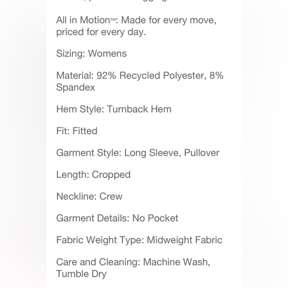 Women’s Long Sleeve Crop Top by all in motion - Picture 6 of 7